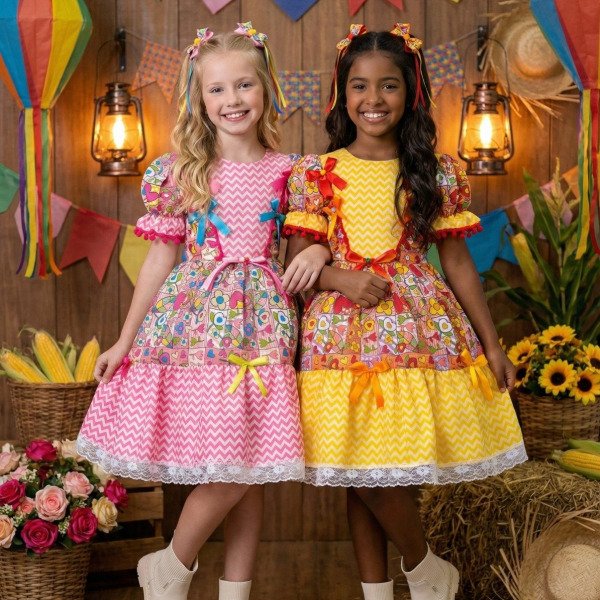 Vestido Marie Junino Quermesse de Luxo