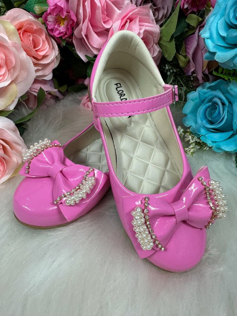 Sapatilha Flor di Mila Rosa Chiclete Perolas Neide
