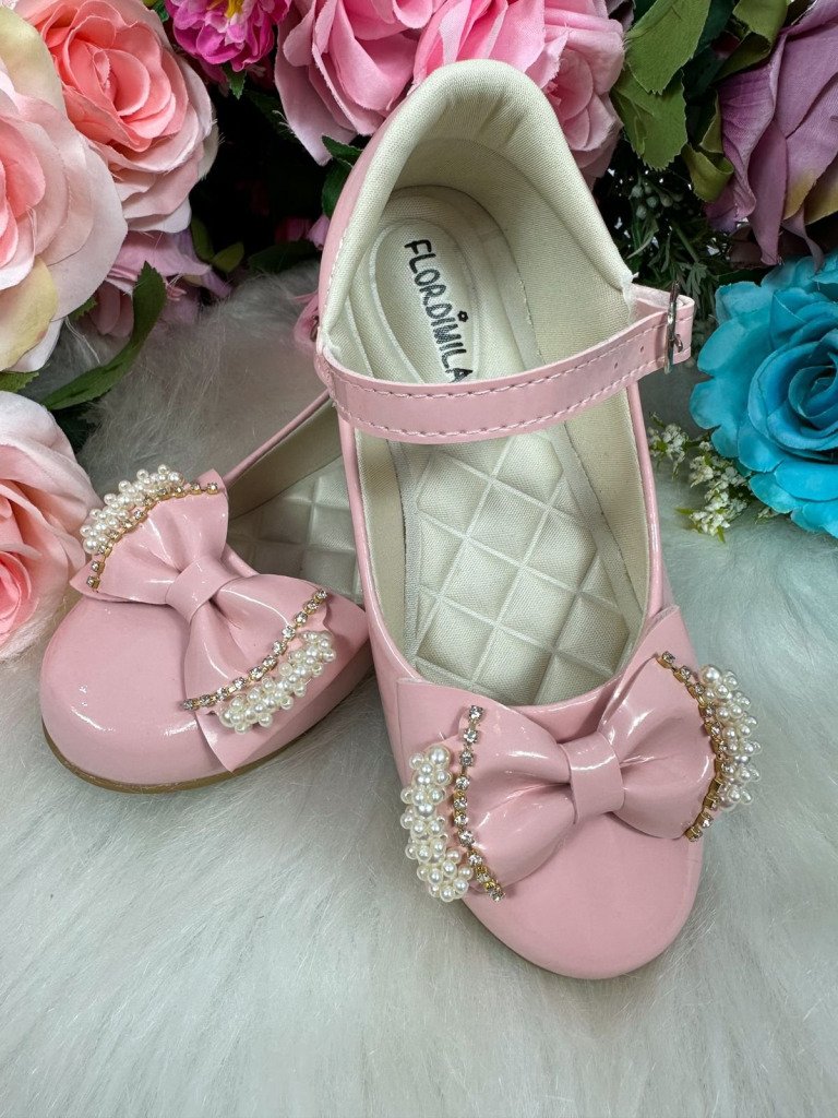 Sapatilha Flor di Mila Rosa Bebe Perolas Neide