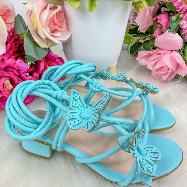 Sandalia Flor Di Mila Borboletas Azul de Amarrar