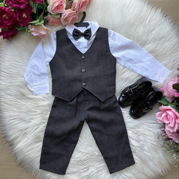 Conjunto Miss Cherry Colete Alfaiataria Preto