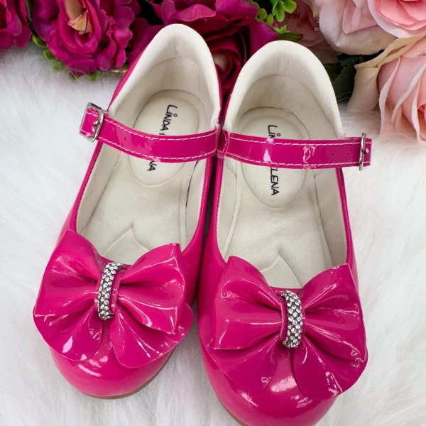 Sapatilha Flor Di Mila Pink Laço Com Strass