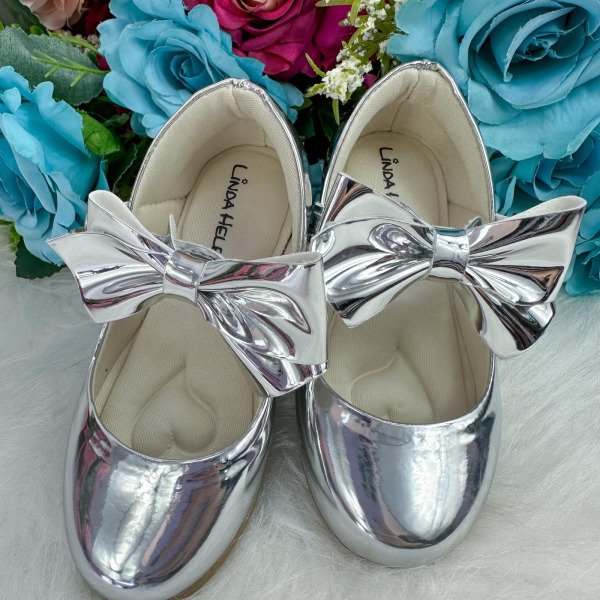Sapatilha Flor Di Mila Laço Prata Metalizado Modelo 2