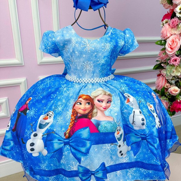 Vestido Infantil Temático da Gigi Frozen Azul