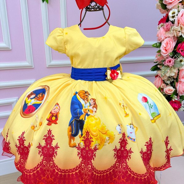 Vestido Infantil Temáticos da Gigi A Bela e a Fera