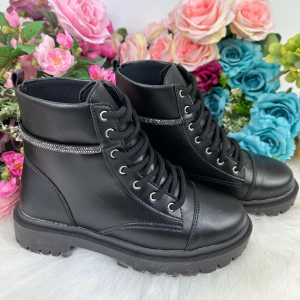 Bota/Coturno Ousadia Preta Adulta Strass