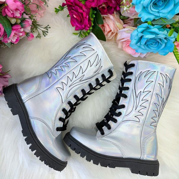 Bota/Coturno Flor di Mila Prata Boiadeira