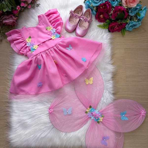Romper/Vestido Princesa Belli Jardim Encantado Rosa