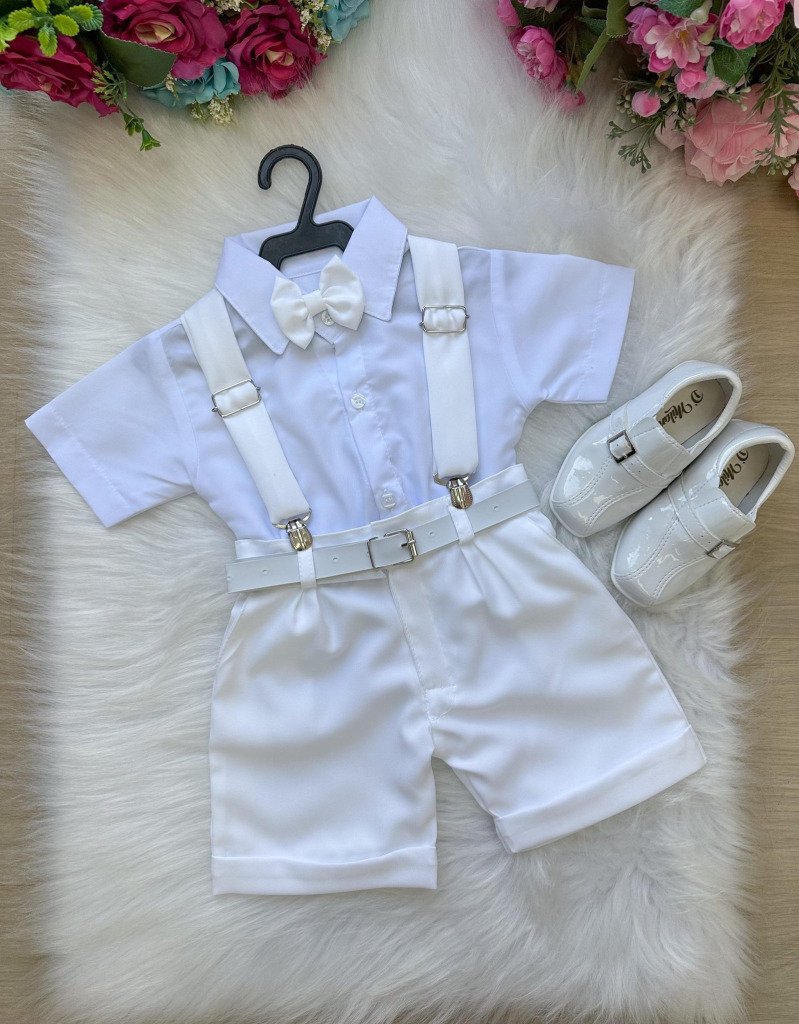 Conjunto Miss Cherry Meninos Social Shorts Ravi Branco