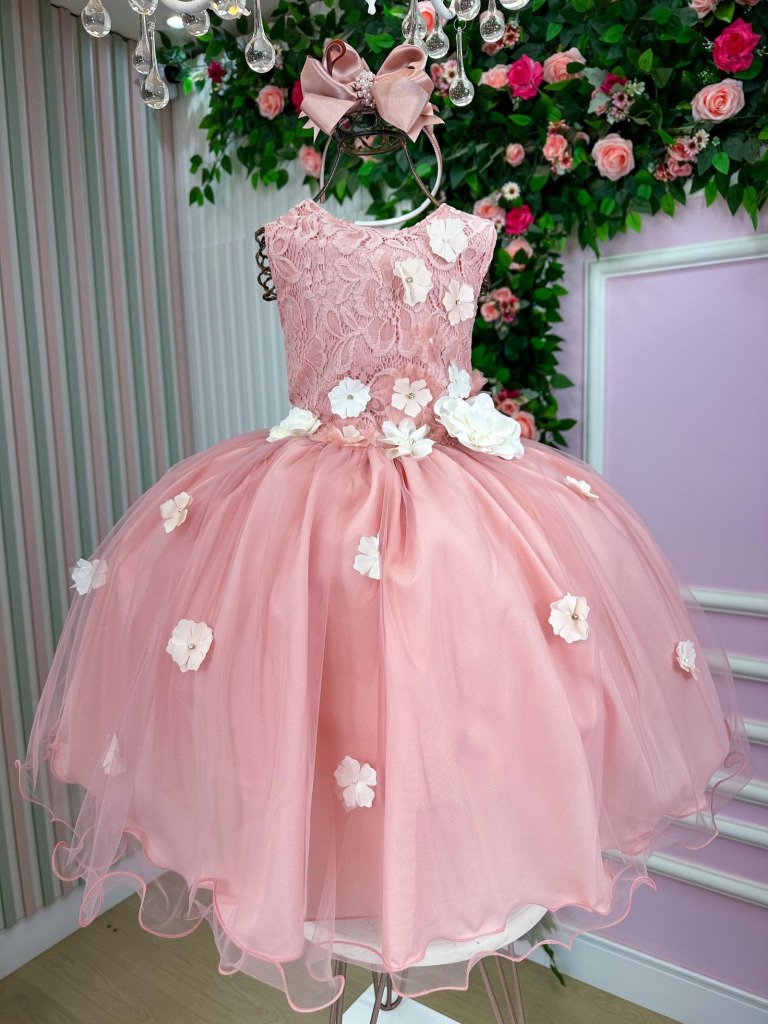 Vestido Juvenil Vila Lele Regata Flores Rose