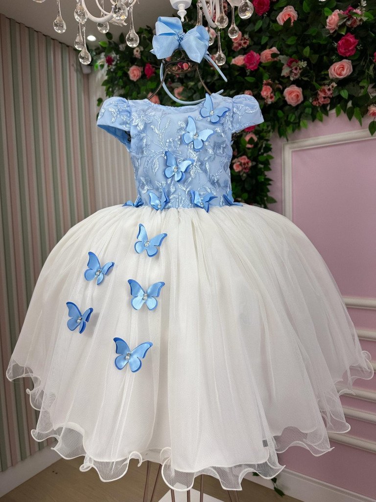 Vestido Juvenil – Midi Vila Lele Sabrina Azul Bebe e O