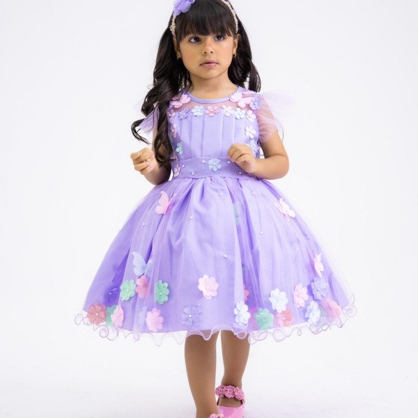Vestido Marie Jardim Encantado Isis Luxinho Lilas