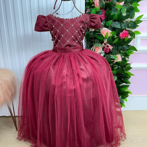 Vestido Enjoy Longo Gabriela Marsala