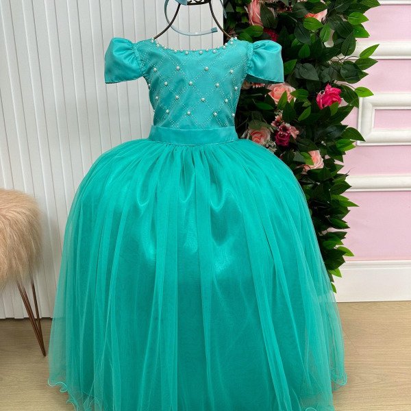 Vestido Enjoy Longo Gabriela Verde Tiffany