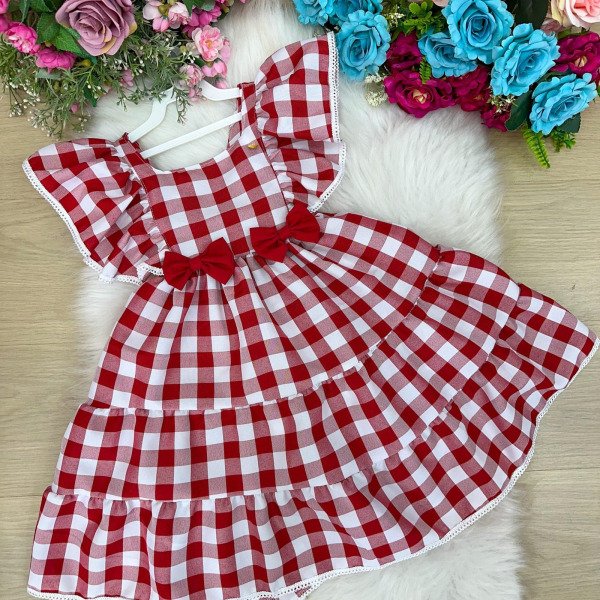 Vestido Banana Club Aline Xadrez Vermelho