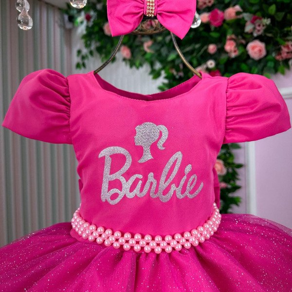Vestido Tematico Mimadine Barbie Pink Glitter