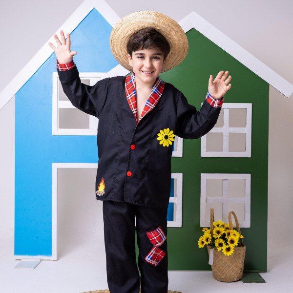 Conjunto Junino Princesa Belli Seu Juca Terno Preto