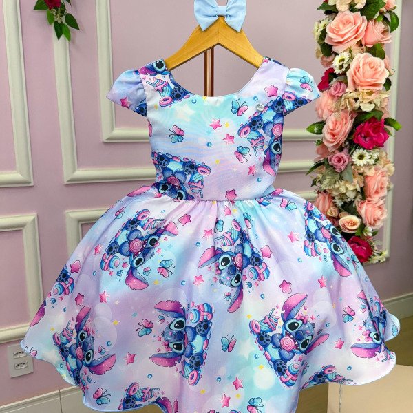 Vestido Tematicos Kids Stitch Lilas