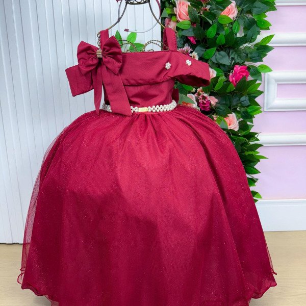 Vestido Banana Club Longo Doce Elegancia Marsala