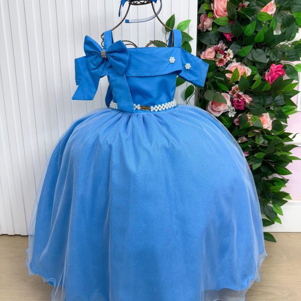 Vestido Banana Club Longo Doce Elegancia Azul Serenity