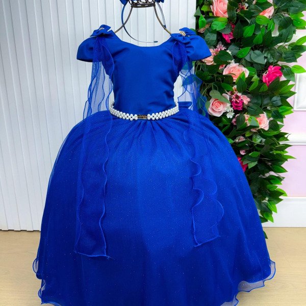 Vestido Banana Club Longo Diamante Azul Royal