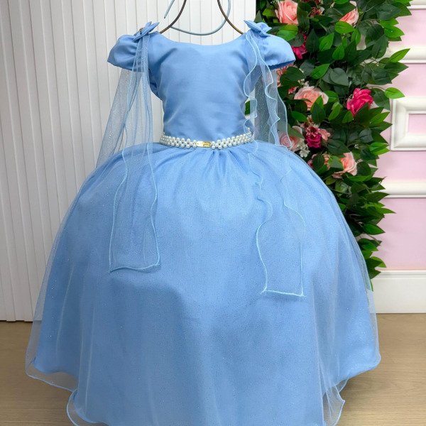 Vestido Banana Club Longo Diamante Azul Bebe