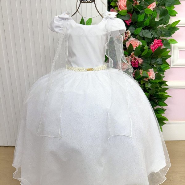 Vestido Banana Club Longo Diamante Branco