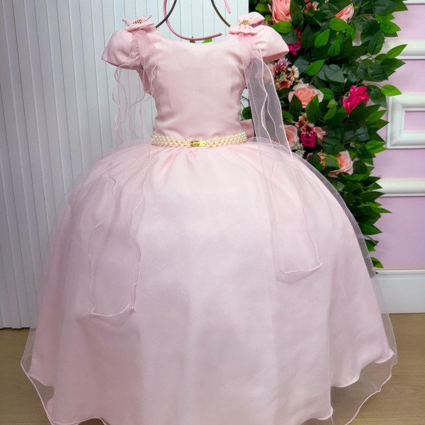Vestido Banana Club Longo Diamante Rosa Bebe