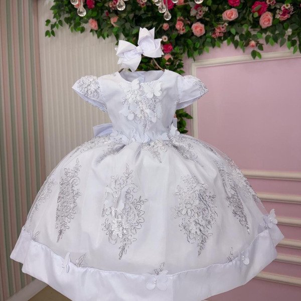 Vestido Marie Marcelina Jardim Encantado Branco