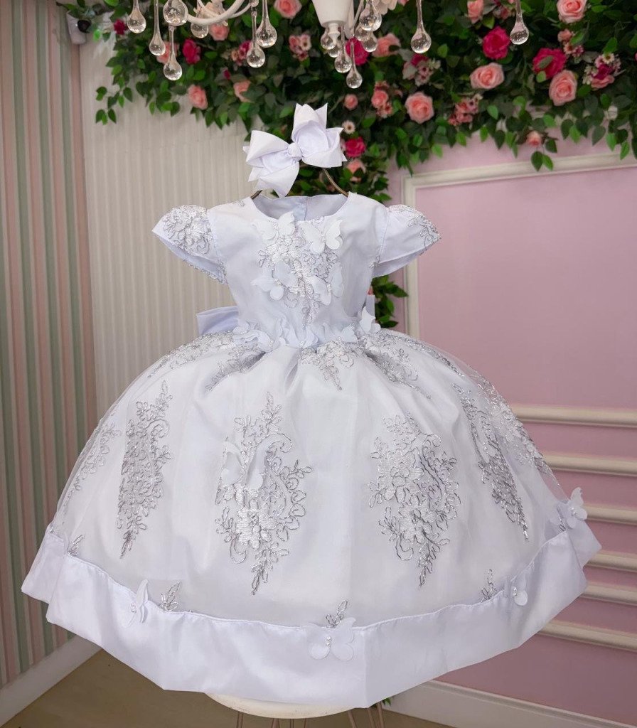 Vestido Marie Marcelina Jardim Encantado Branco