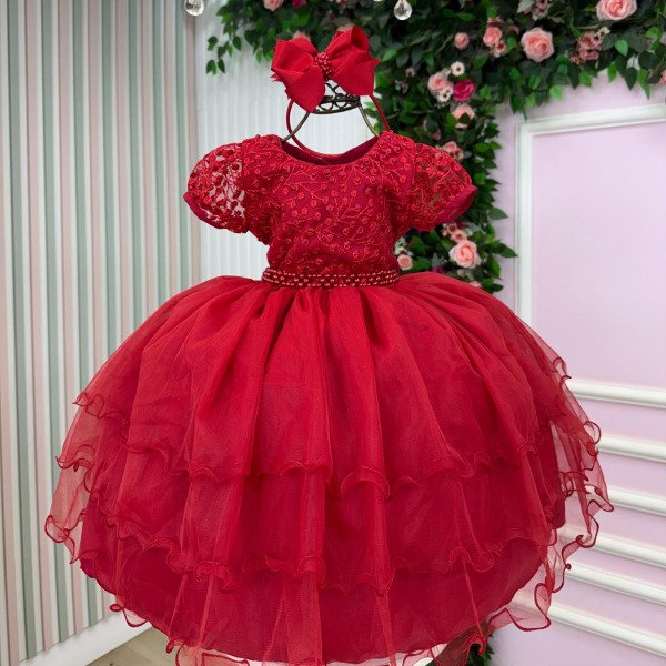 Vestido Bella Child Lavínia Vermelho