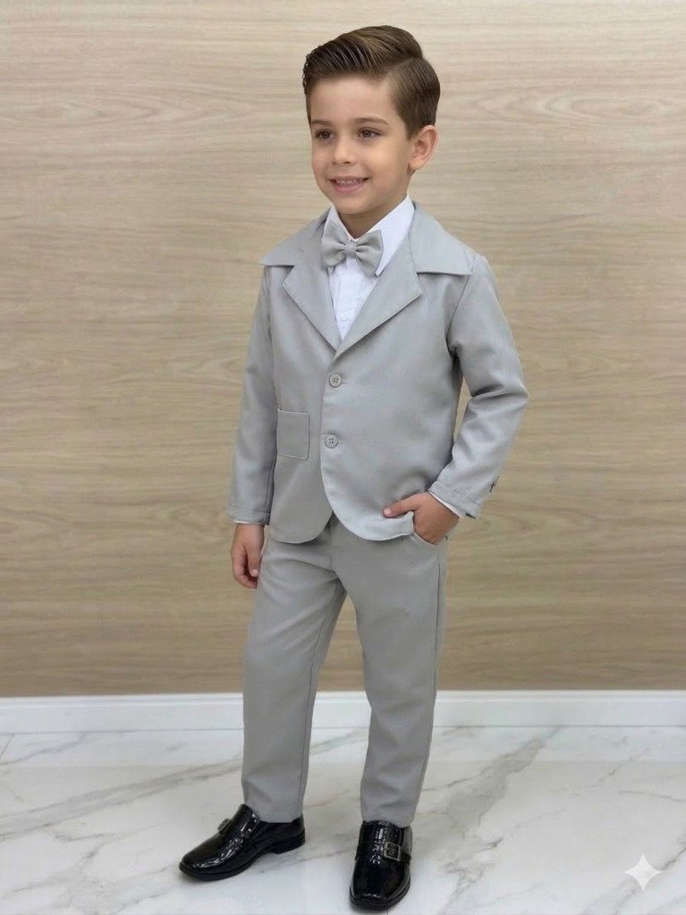 Conjunto Social Miss Cherry Jorge Terno Cinza Claro