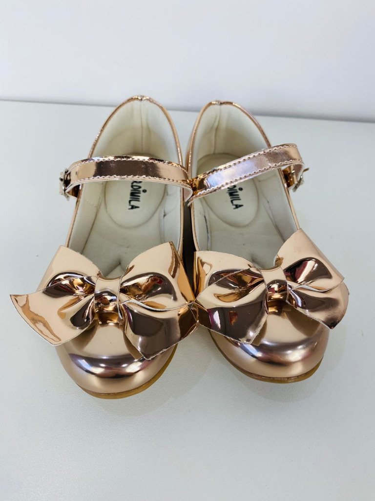 Sapatilha Flor Di Mila Laço Dourado Metalizado