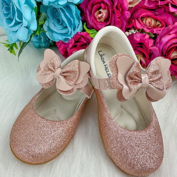Sapatilha Flor Di MIla Baby Nude – Rose Gliter