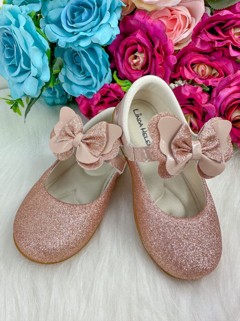 Sapatilha Flor Di MIla Baby Nude – Rose Gliter
