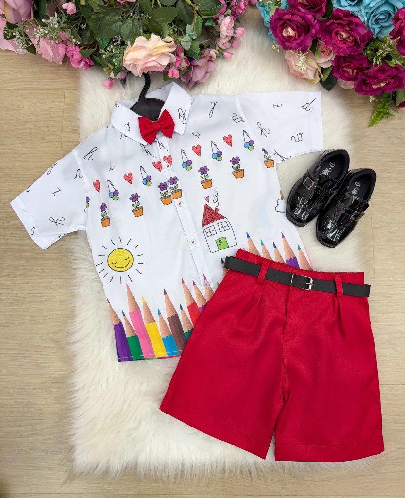 Conjunto Miss cherry Meninos – Lapis Aquarela Vermelho