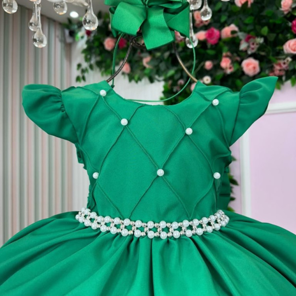 Vestido Ysa Kids Francine Verde Bandeira