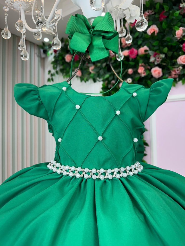 Vestido Ysa Kids Francine Verde Bandeira