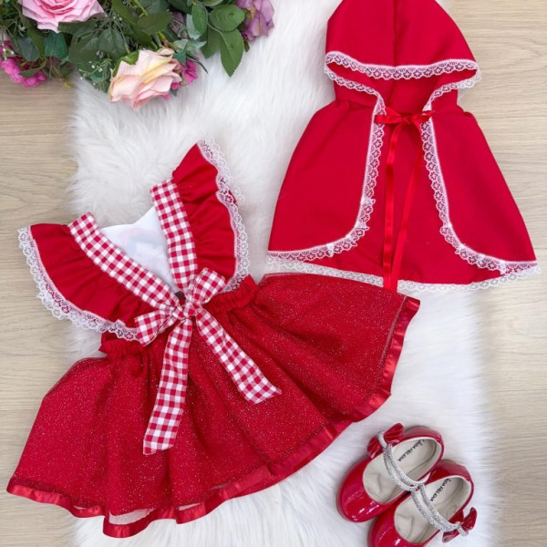 Romper/Vestido Princesa Belli Tematico Chapeuzinho Vermelho