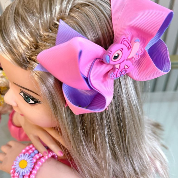 1 Kit Laço e Pulseira Infantil da Lilo Angel e Stitch