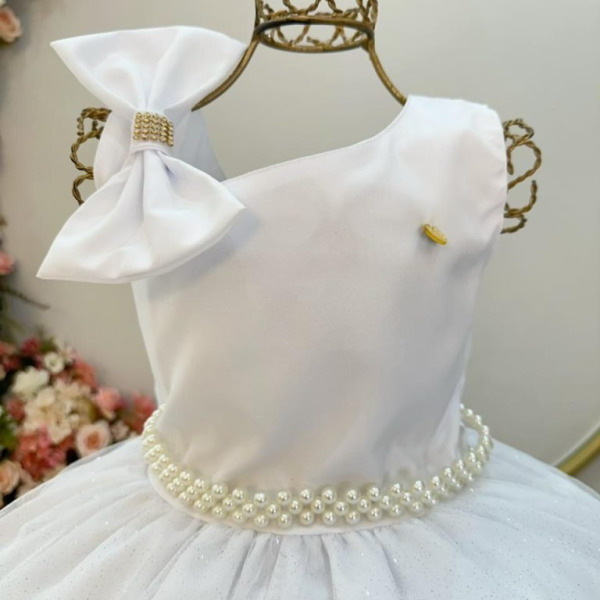 Vestido Infantil Longo Branco Luxo Daminhas Formaturas