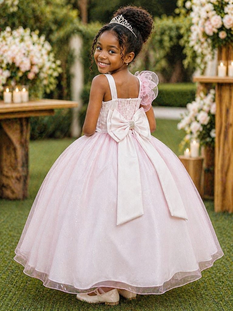 Vestido Infantil Longo Rosa Bebê Luxo Formaturas Daminhas