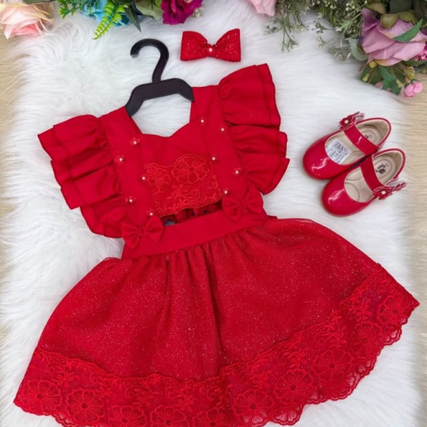 Romper/Vestido Princesa Belli Elisa Vermelho